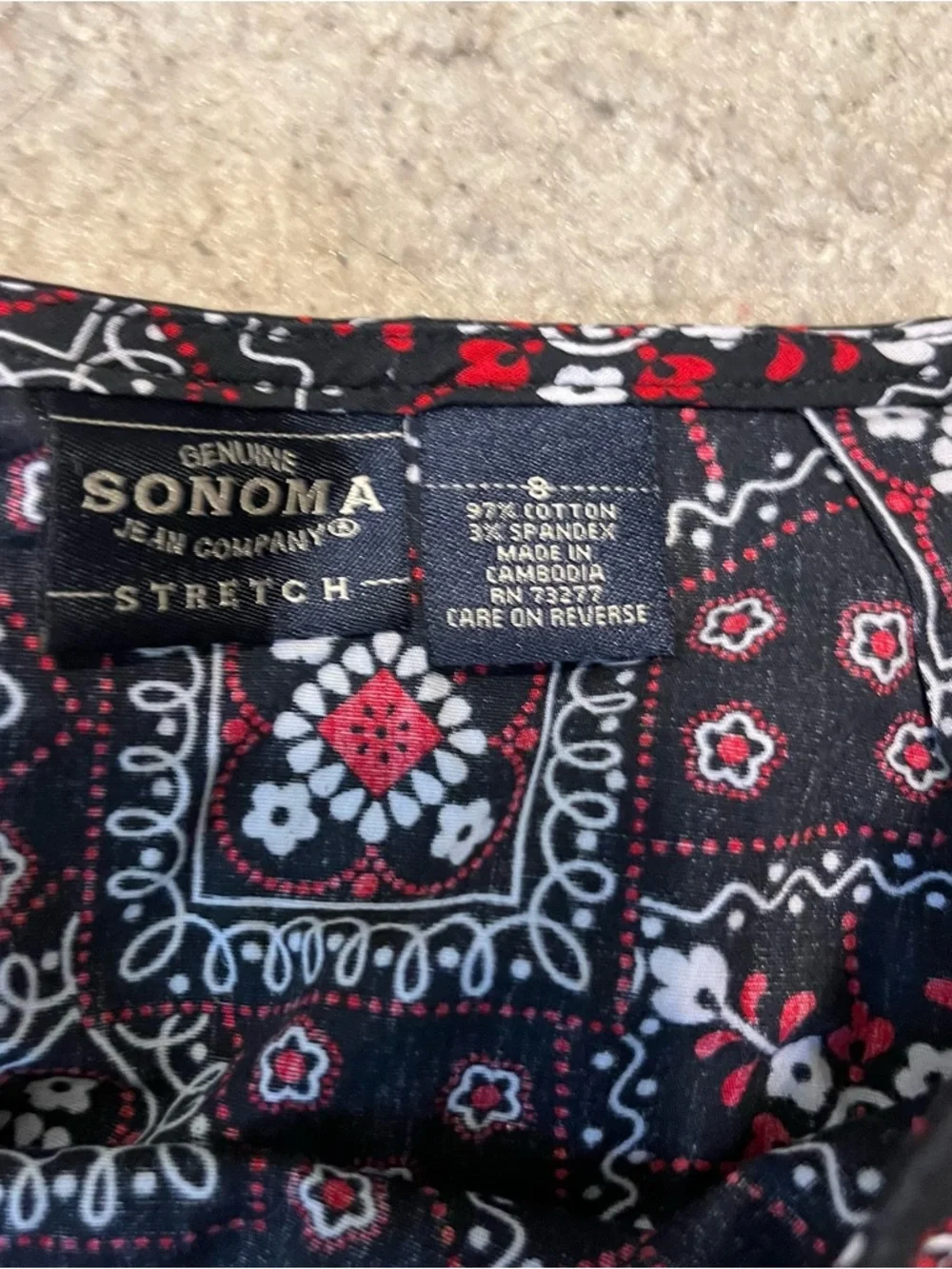 Black Bandana Print linen Skirt vintage Sonoma
